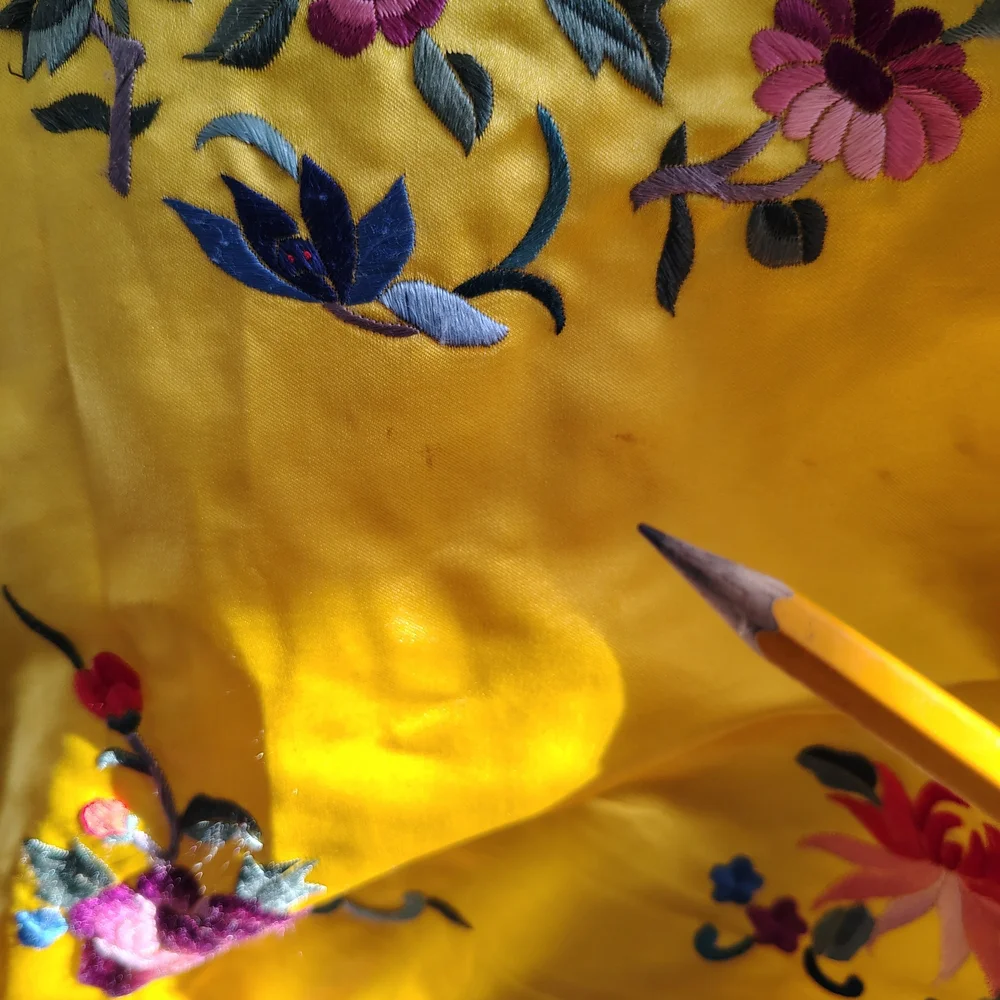 Vintage Floral Embroidered Silk Kimono - Picture 4 of 12